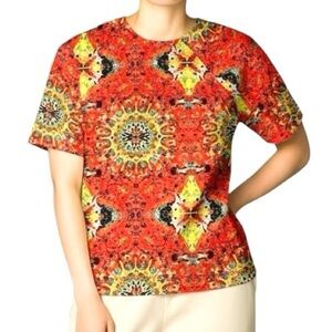Kut from the Kloth blouse Short sleeved Multicolor Back zipper Women L Vibrant